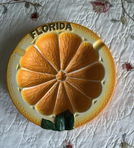 Posacenere vintage Florida arancione ceramica non smaltato - Foto 1 di 3