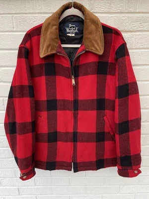 Woolrich Jacket Mens Xtra Large Red Black Buffalo Plaid USA Corduroy Mackinaw - Image 1 of 4