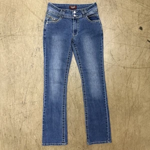 Angels Women's Vintage Size 8 (26 Waist) Straight Leg Jeans Blue Stretch Denim - Picture 1 of 10