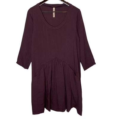 Vestido midi Cynthia Ashby veneciano manga 3/4 borgoña, talla XS Foto 1 de 4