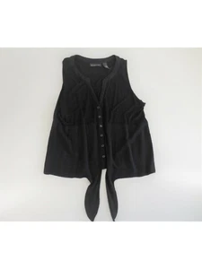 INC Womens Black Sleeveless Split Button Up Top Petites P\L - Picture 1 of 3