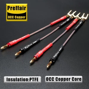 4PCS OCC Silver Plated Speaker Bridge Jumper Audio Cable Hi-Fi Spade Banana Plug - Picture 1 of 9