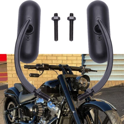 Espelhos ovais pretos para motocicleta Harley Street Glide Road King Softail Fatboy - Imagem 1 de 4