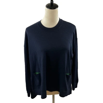 Paul Smith Sweater S Navy Blue Green Trim Long Sleeve Pockets - Image 1 of 4