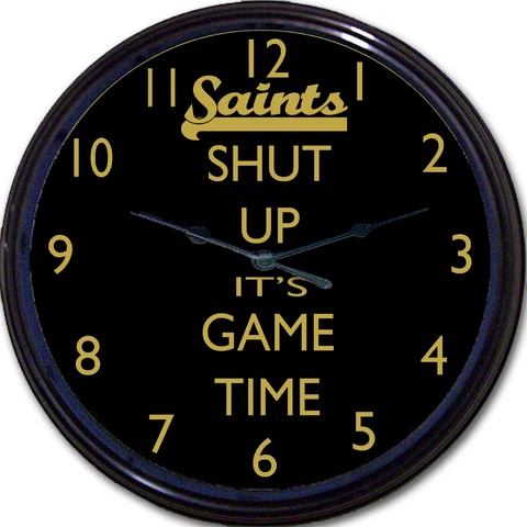 New Orleans Saints Football NFL Wall Clock Man Cave Shut Up It's Game Time Brees Cover