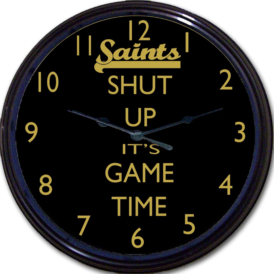 Reloj de Pared New Orleans Saints Fútbol NFL Hombre Cueva Cállate Es Game Time Brees Foto 1 de 1