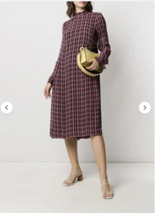Ganni size 36 / AU 8 / US 4 dress printed Georgette check - Picture 1 of 6