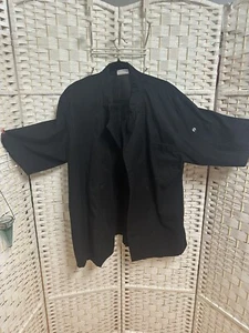 Chef Works Shirt Unisex L Black Cook Uniform Button Up Work Polyester Cotton - Picture 1 of 8