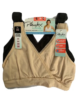 Playtex Nursing Bra Set Of 2 Size XS Wirefree Pullover Gray Beige - Image 1 of 3