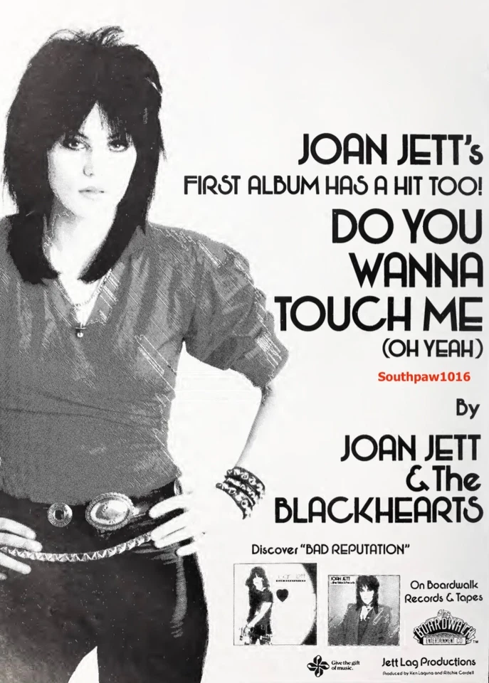 1982 Joan Jett "Do You Wanna Touch Me (Oh Yeah) Release Promo Vintage Ad Print - Image 1 of 1