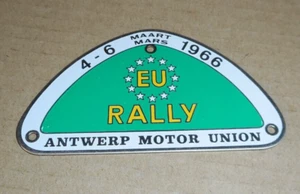 Ancien badge plaque de calandre EUROPEAN RALLY 1966 ANTWERP MOTOR UNION - Picture 1 of 2