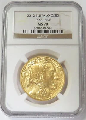 2012 GOLD $50 BUFFALO 1oz NGC MINT STATE 70 - Image 1 of 2