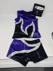 Conjunto de Camiseta y Pantalones Cortos Obersee Cheer Dance Talla Niños Pequeña Púrpura Negra - Imagen 1 de 3