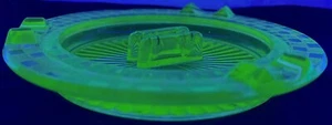 VintageUranium Ashtray Depression Glass** One Edge Has Small Chip - Picture 1 of 5