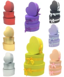 3er SET HERZFÖRMIGE GESCHENKBOX NESTSETS BLUMEN SCHMUCK AUFBEWAHRUNG STAPELBAR - Bild 1 von 10