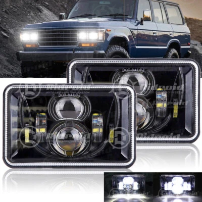 For Toyota Land Cruiser 1988-1990 4x6 inch LED Headlights Hi/Lo Sealed Beam Pair - Image 1 of 4