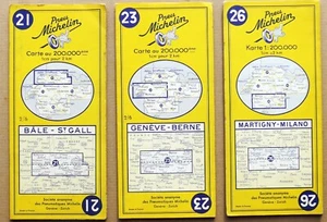 1958 TRES MAPAS MICHELIN 1:200.000 mapas de papel en color vintage Suiza Italia - Imagen 1 de 4