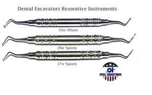3x Dental Excavator Spoon - Double-Ended Restorative Instruments w/ 18W Handles - Picture 1 of 8