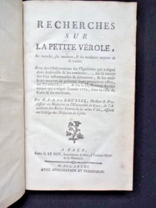 ROUSSEL - Recherche sur la Petite Vérole - - Picture 1 of 8
