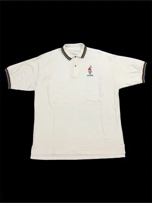 复古 1996 年亚特兰大奥运会 Polo 白色男式 XL 夏季 90 年代复古刺绣 — 第 1/4 张图片
