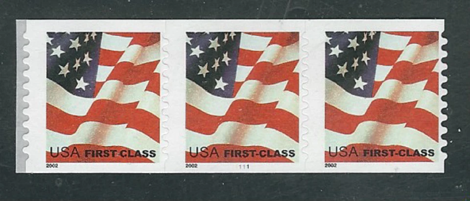 Scott #3622...(37) Cent...Flag...Plate # Strip of 3 - Image 1 of 1