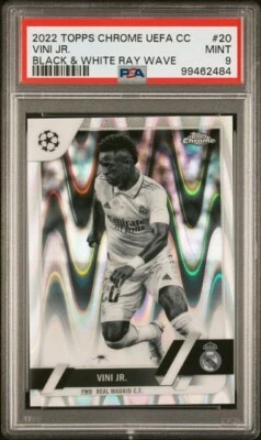 VINICIUS VINI JR * PSA 9 * B & W RAY WAVE REF* 2022 TOPPS CHROME #20 REAL MADRID - Image 1 of 2