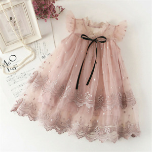 Toddler Girls Kids Dress Tulle Tutu Wedding Bridesmaid Party Pageant Prom Dress