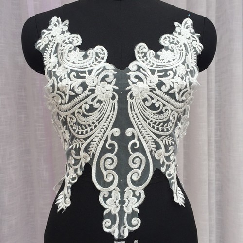 OFF WHITE Costume Bianco Off Artigianato Pizzo Applique Ricamo Floreale Abito da Sposa Finitura 1 PZ