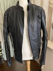 FRANK THOMAS LEATHER BIKERS JACKET VGC Size Uk 40 Zip Out Inner Armoured - Picture 1 of 18