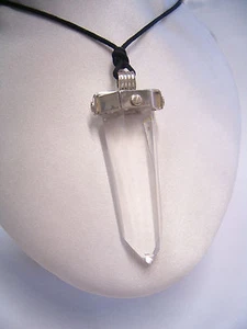 Ciondolo in ARGENTO 925 con CRISTALLO di ROCCA (Quarzo ialino) - pietra dura - Picture 1 of 4