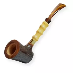 Briar fumar tabaco a mano alzada increíble estilo bambú artesanal pipa única - Imagen 1 de 10