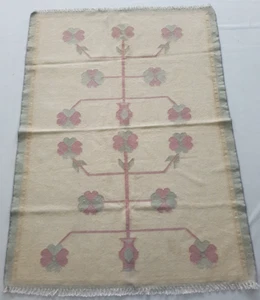 Alfombra de piso Kilim sueca tradicional hecha a mano vintage 162x121 cm - Imagen 1 de 12