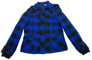Pendleton Coat Womens Large Blue Black Plaid Button Up Lined Jacket - Picture 1 of 13