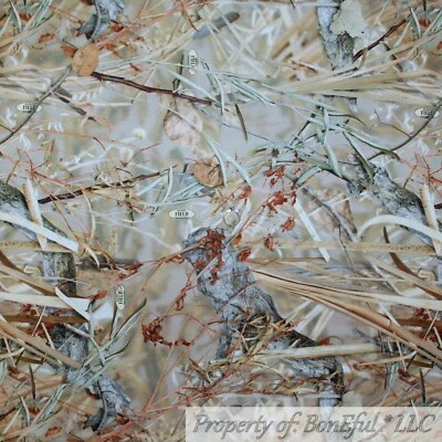 RILEY BLAKE BonEful Fabric FQ Cotton Quilt Brown Real Tree Camouflage Wheat Grass Woods Leaf
