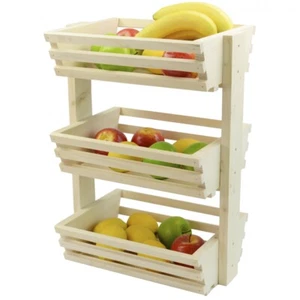 Holz Gemüse Obst Regal Küche Aufbewahrung Halter 3 Ebenen Behälter - Bild 1 von 4