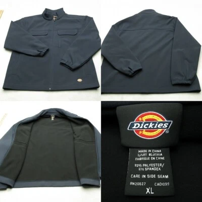 Dickies 夹克男式 XL 海军蓝软壳羊毛衬里全拉链工作服雨 — 第 1/4 张图片