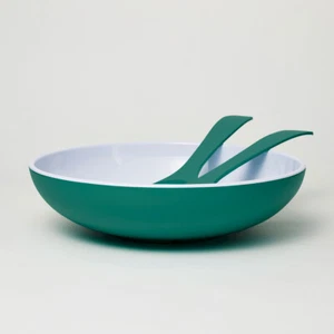 Barel Melamine Royal Green Salad Bowl & FREE Matching Servers! - Picture 1 of 2