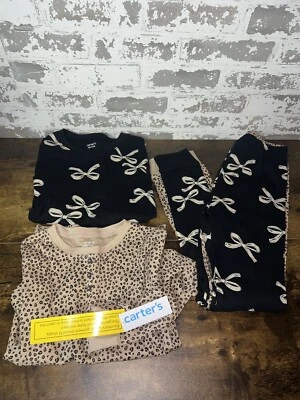 ¡NUEVO CON ETIQUETAS! Juego de 4 piezas Carter's - Pijama con cinta negra y estampado animal talla 10 $44 Foto 1 de 4
