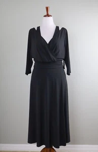 LANE BRYANT NWT $99 Slinky Stretch Solid Black Cut Out Swing Dress Size 18 / 20 - Picture 1 of 6