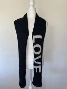 Bufanda de madera para barcos negra Love Spellout letras blancas acrílico lana mohair difusa - Imagen 1 de 6