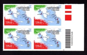 Italia 2023 : Eccidi di Cefalonia, Corfù, ... quartina con codice a barre, MNH** - Foto 1 di 1