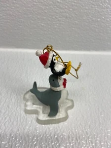 Ornamento albero di Natale piccolo pinguino e sigillo vintage - Foto 1 di 3
