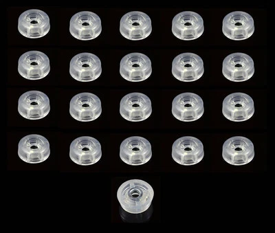 BUDWIG 20 SMALL CLEAR ROUND RUBBER FEET BUMPERS 0.250 x 0.671 CUTTING BOARDS - US MADE