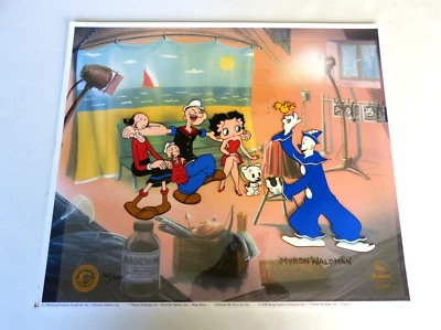 Myron Waldman Popeye Betty Boop Olive Swee'Pea "Photo Op" Animation Cel Signed - Image 1 of 4
