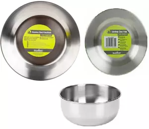 Stainless Steel Plates & Bowls Camping & Outdoor Trekking Hiking Festival - Picture 1 of 4
