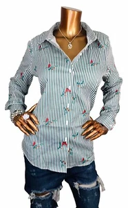 Coldwater Creek 12 or M Top Striped Button Up Shirt Long Slvs Collar - Picture 1 of 9