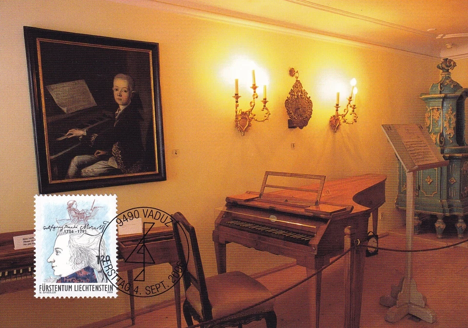 LIECHENTSTEIN 2006 FIRST DAY COVER, WOLFGANG AMADEUS MOZART MUSIC ON MAXI CARDS - Image 1 of 1
