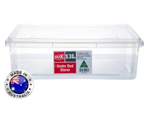 2 x 13L Clear Plastic Storage Container Under Bed Tub Boxes Australian Made - Picture 1 of 2