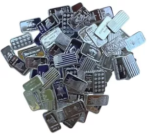 Lote de 40 barras de plata fina PURA .999 lingotes Estate diseños increíbles - Imagen 1 de 3