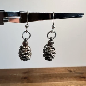 Tannenzapfen massiv Sterling Silber Ohrhänger Vintage - Bild 1 von 6